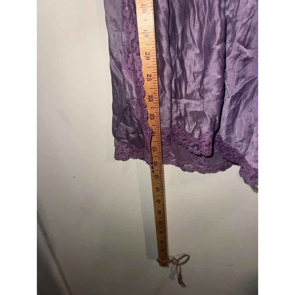 Vtg Y2k Victoria's Secret 100% Silk Lace Trim Purple Slip Babydoll Top XS Fairy - Picture 6 of 9